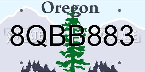 8QBB883 Oregon License Plate