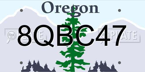 8QBC47 Oregon License Plate