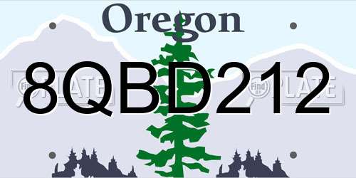 8QBD212 Oregon License Plate