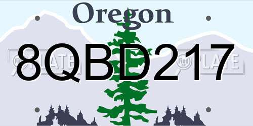 8QBD217 Oregon License Plate