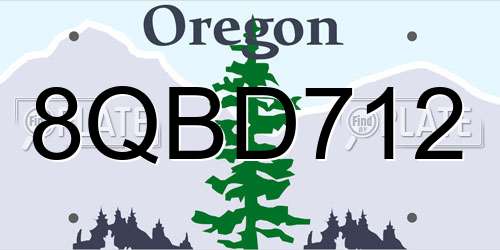 8QBD712 Oregon License Plate
