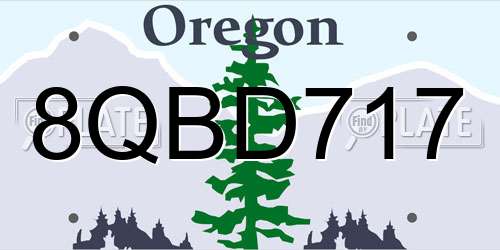 8QBD717 Oregon License Plate