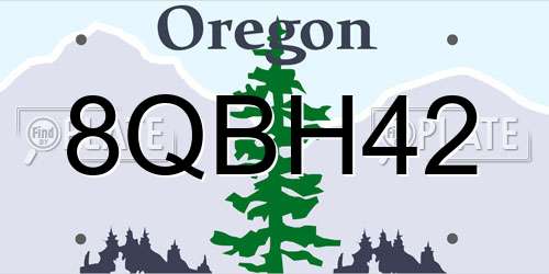 8QBH42 Oregon License Plate