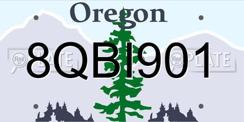 8QBI901 Oregon License Plate
