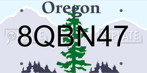 8QBN47 Oregon License Plate