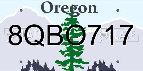 8QBO717 Oregon License Plate