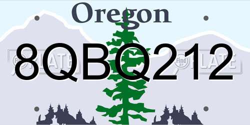8QBQ212 Oregon License Plate