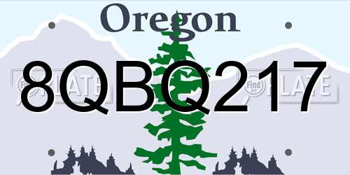 8QBQ217 Oregon License Plate