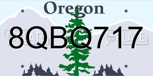8QBQ717 Oregon License Plate