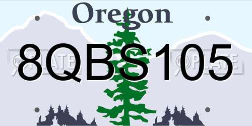 8QBS105 Oregon License Plate