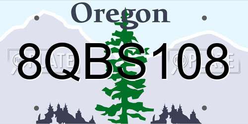 8QBS108 Oregon License Plate