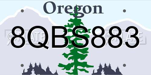 8QBS883 Oregon License Plate