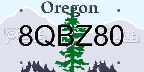 8QBZ80 Oregon License Plate