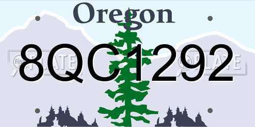 8QC1292 Oregon License Plate