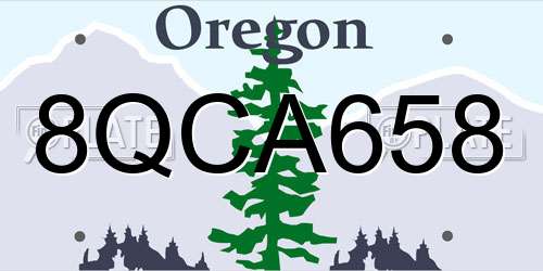 8QCA658 Oregon License Plate