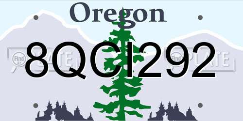 8QCI292 Oregon License Plate