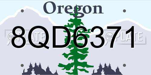 8QD6371 Oregon License Plate