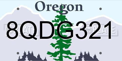 8QDG321 Oregon License Plate