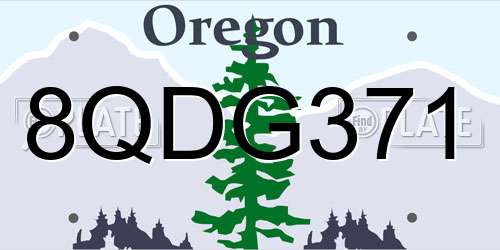 8QDG371 Oregon License Plate