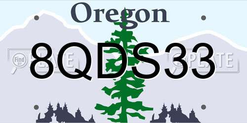8QDS33 Oregon License Plate
