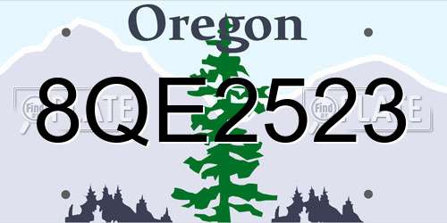 8QE2523 Oregon License Plate