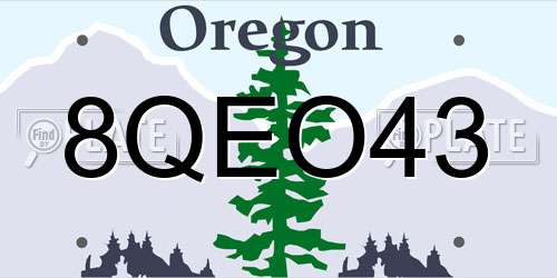 8QEO43 Oregon License Plate