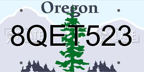 8QET523 Oregon License Plate