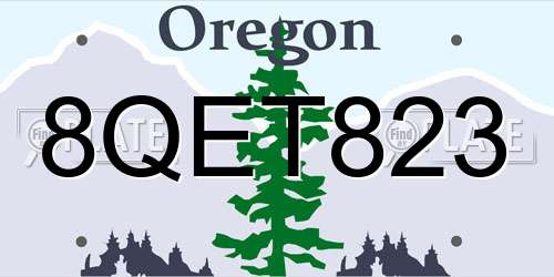 8QET823 Oregon License Plate