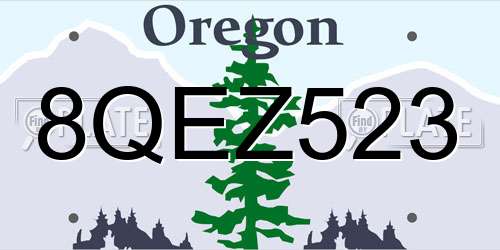 8QEZ523 Oregon License Plate