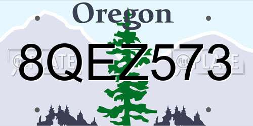 8QEZ573 Oregon License Plate