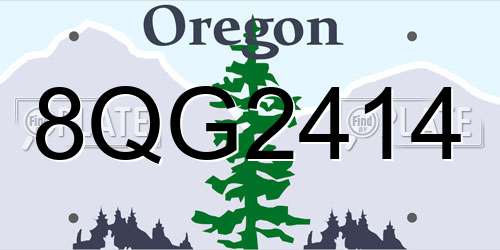 8QG2414 Oregon License Plate