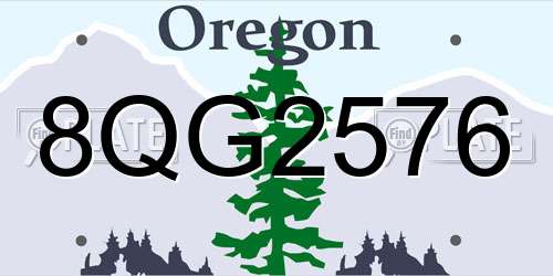 8QG2576 Oregon License Plate