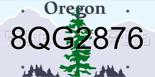 8QG2876 Oregon License Plate
