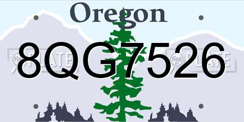 8QG7526 Oregon License Plate