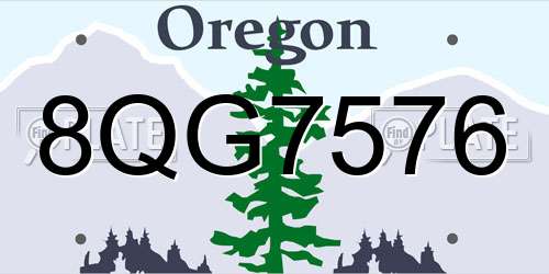 8QG7576 Oregon License Plate