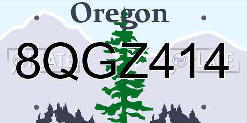 8QGZ414 Oregon License Plate