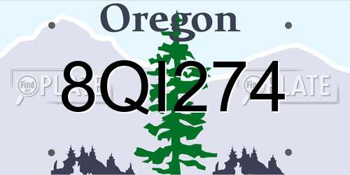 8QI274 Oregon License Plate