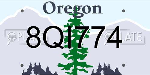 8QI774 Oregon License Plate