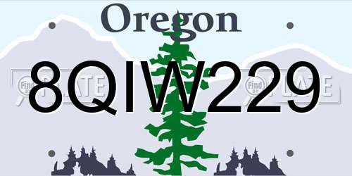 8QIW229 Oregon License Plate