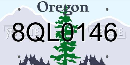 8QL0146 Oregon License Plate