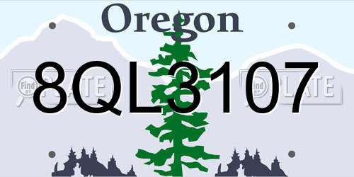 8QL3107 Oregon License Plate