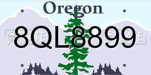 8QL8899 Oregon License Plate
