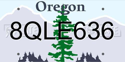 8QLE636 Oregon License Plate