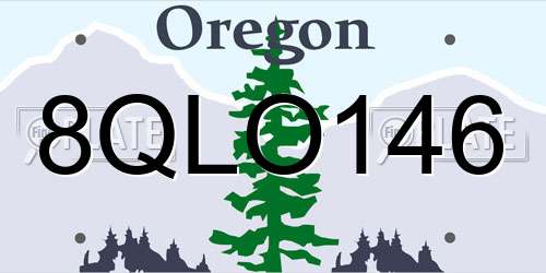 8QLO146 Oregon License Plate