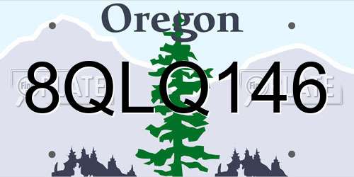 8QLQ146 Oregon License Plate