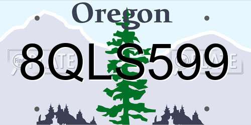8QLS599 Oregon License Plate