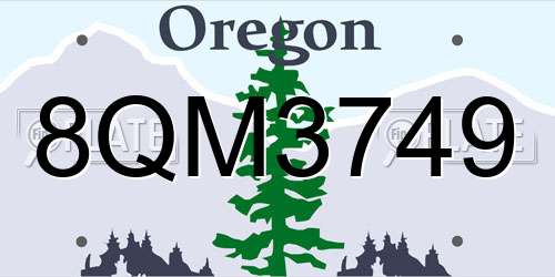 8QM3749 Oregon License Plate