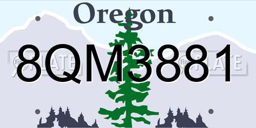 8QM3881 Oregon License Plate