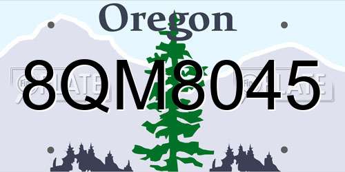 8QM8045 Oregon License Plate