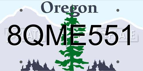 8QME551 Oregon License Plate